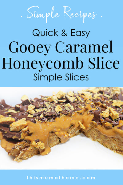 Gooey Caramel Honeycomb Slice - Simple Slices